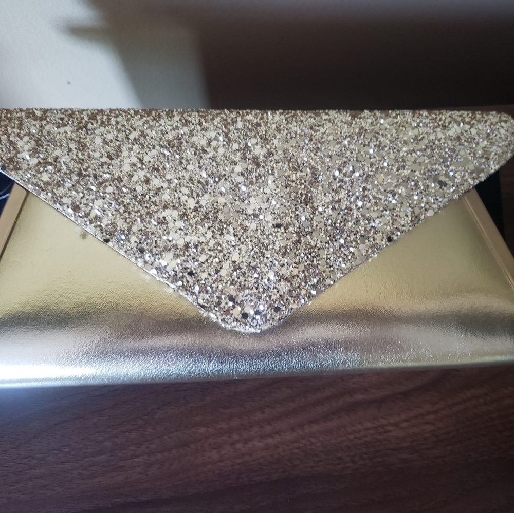 Blingy gold clutch